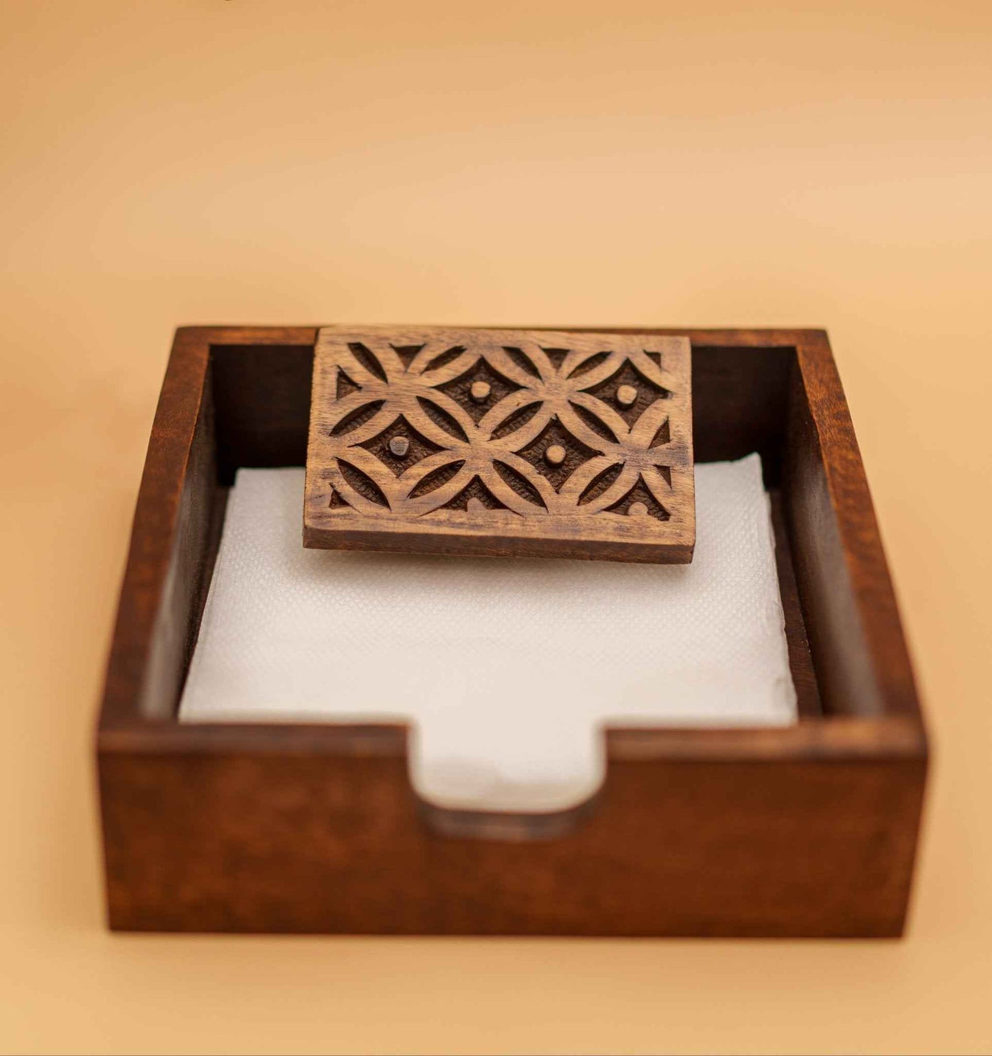 Royal Floral Woodwork - Weight Tissue Holder - Chitra Goenka Crafts & Creations