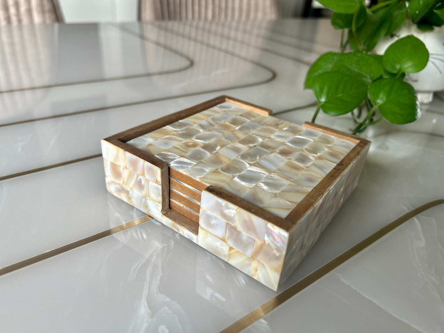 White Mother of Pearl Coasters