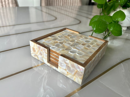 White Mother of Pearl Coasters
