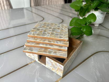 White Mother of Pearl Coasters