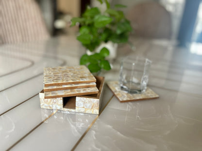 White Mother of Pearl Coasters