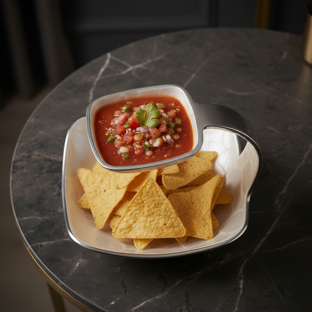 Handcrafted square chip and dip platter with elegant design for parties