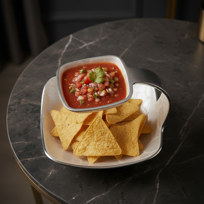 Handcrafted square chip and dip platter with elegant design for parties