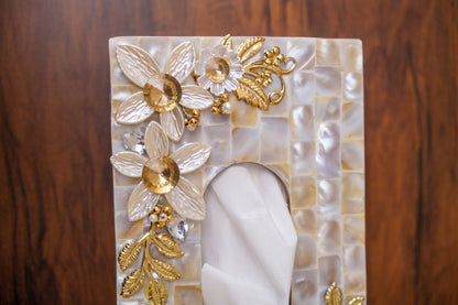 White Mother of Pearl Tissue Box