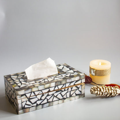 Black Mother of Pearl Tissue Box - Chitra Goenka Crafts & Creations