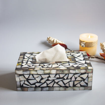 Black Mother of Pearl Tissue Box - Chitra Goenka Crafts & Creations