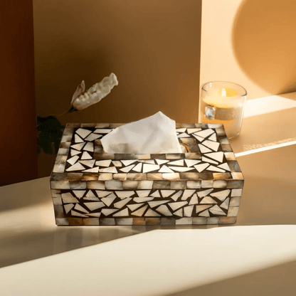 Black Mother of Pearl Tissue Box - Chitra Goenka Crafts & Creations
