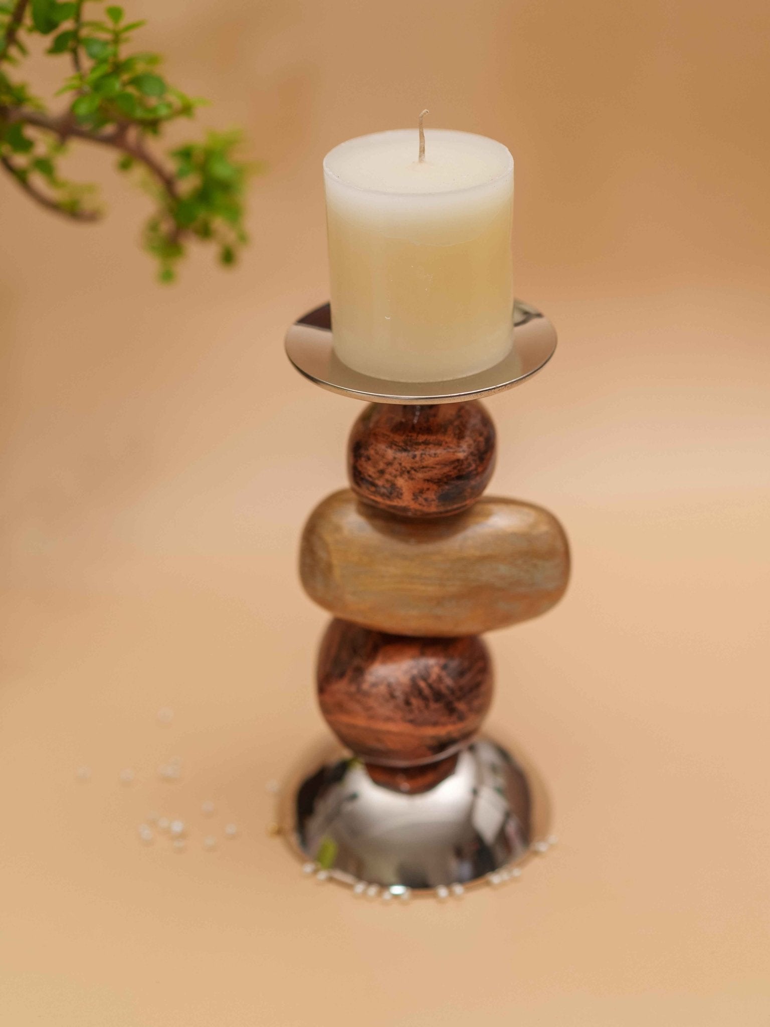 Brown Meenakari Candle Holder - Chitra Goenka Crafts & Creations