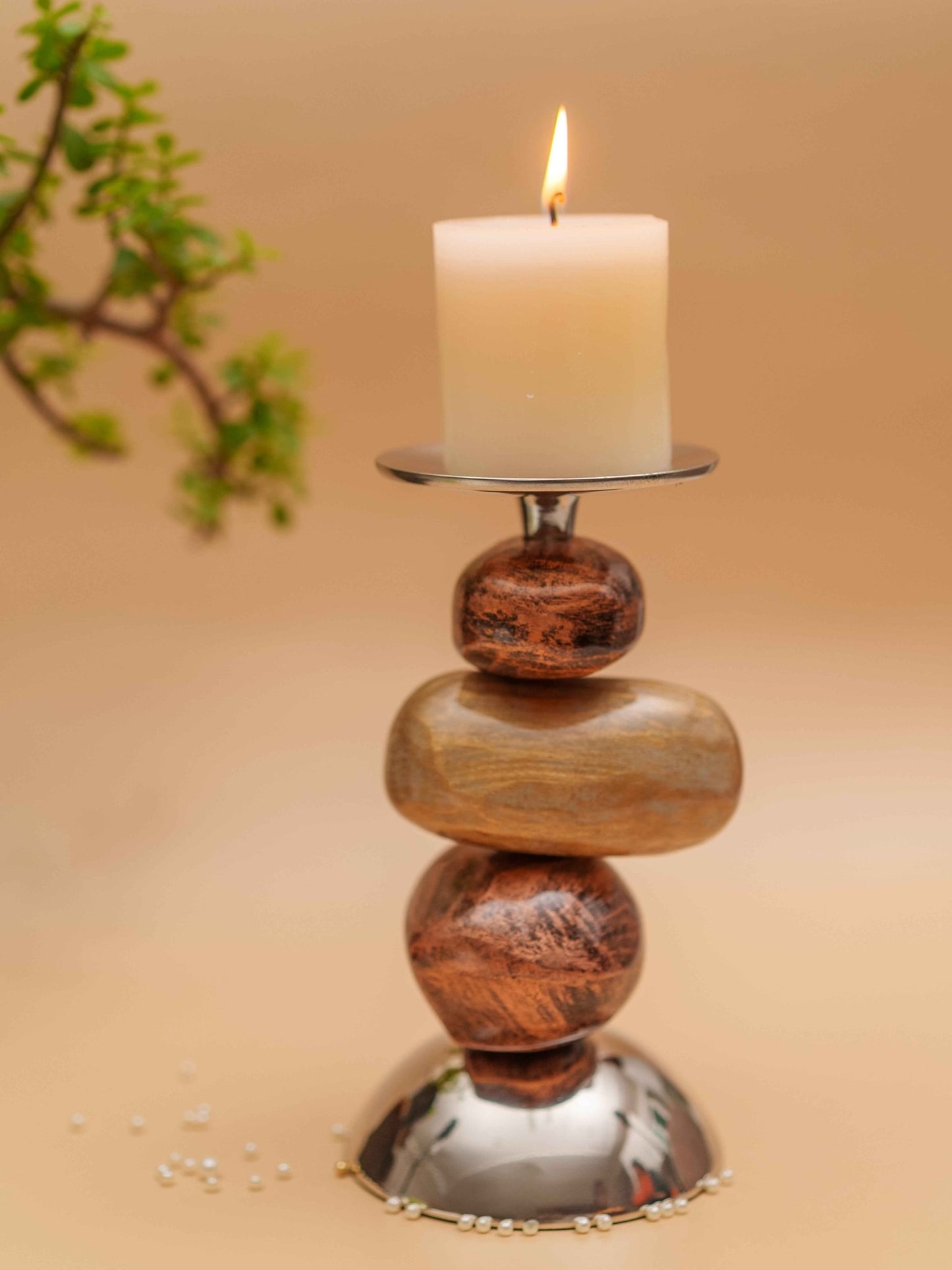 Brown Meenakari Candle Holder - Chitra Goenka Crafts & Creations