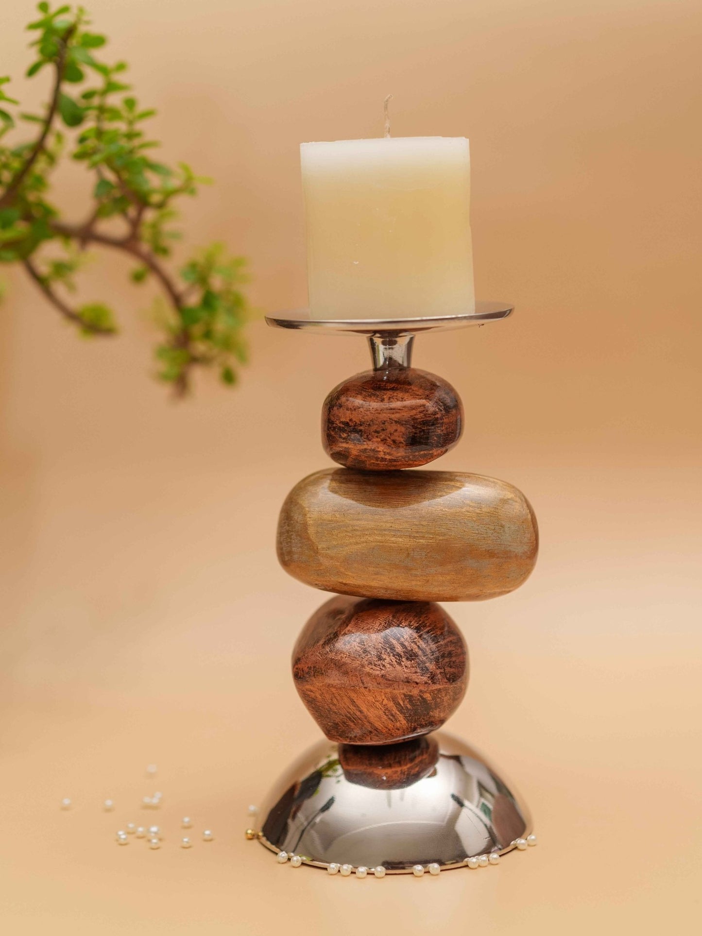 Brown Meenakari Candle Holder - Chitra Goenka Crafts & Creations