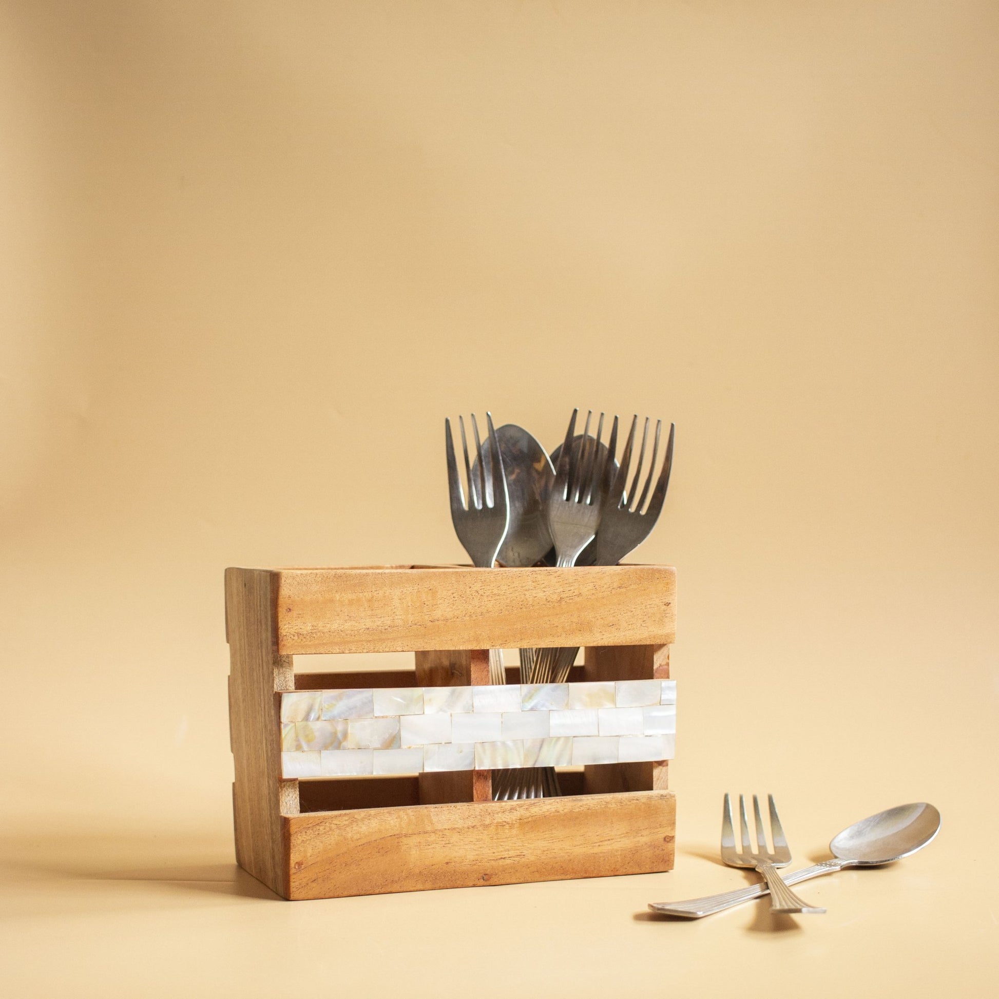 Classic Wooden Cutlery Holder - Chitra Goenka Crafts & Creations