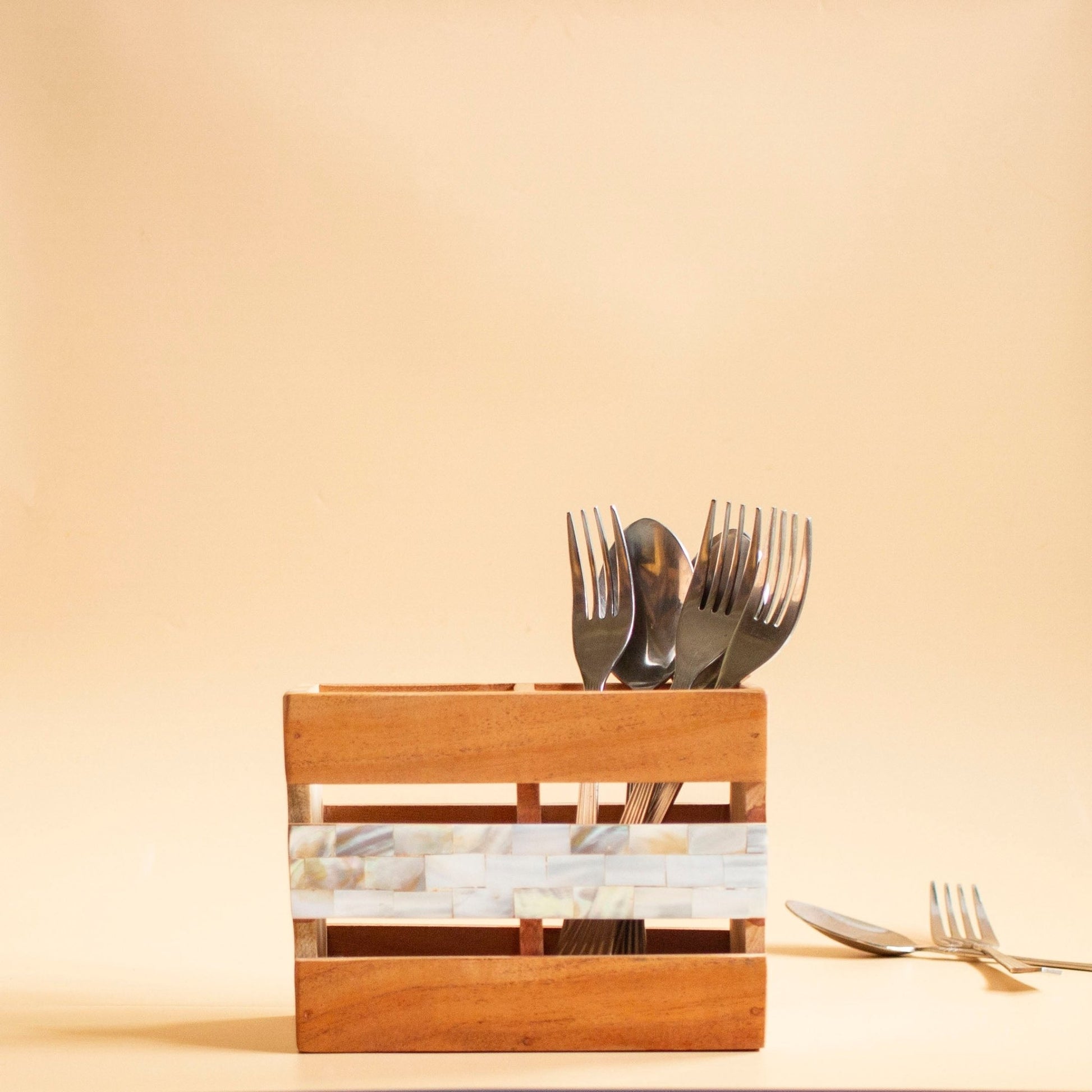 Classic Wooden Cutlery Holder - Chitra Goenka Crafts & Creations