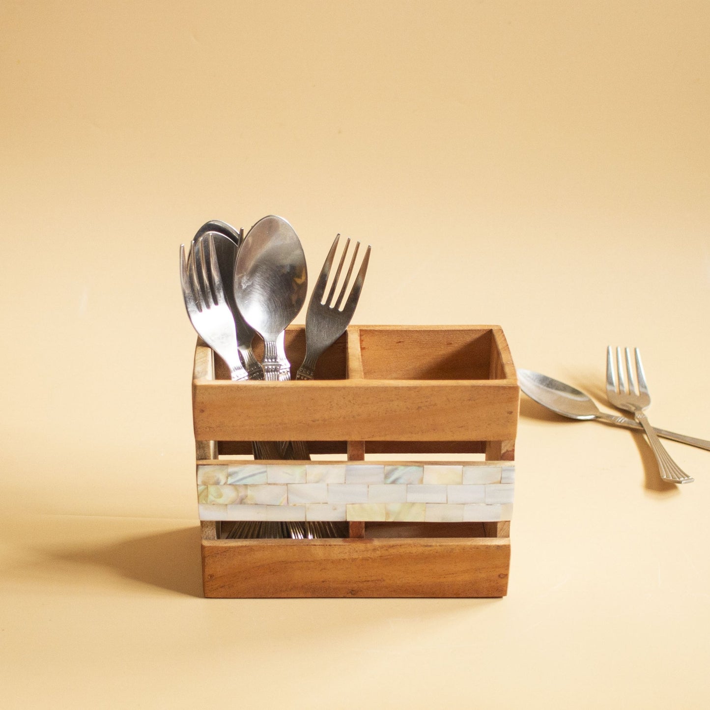 Classic Wooden Cutlery Holder - Chitra Goenka Crafts & Creations
