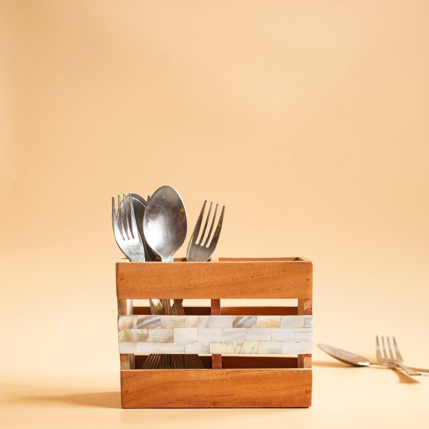 Classic Wooden Cutlery Holder - Chitra Goenka Crafts & Creations