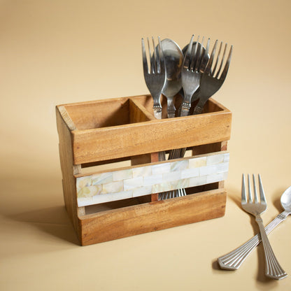 Classic Wooden Cutlery Holder - Chitra Goenka Crafts & Creations