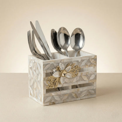 Designer Ethereal - Mother of Pearl - Duo Cutlery Holder - Chitra Goenka Crafts & Creations