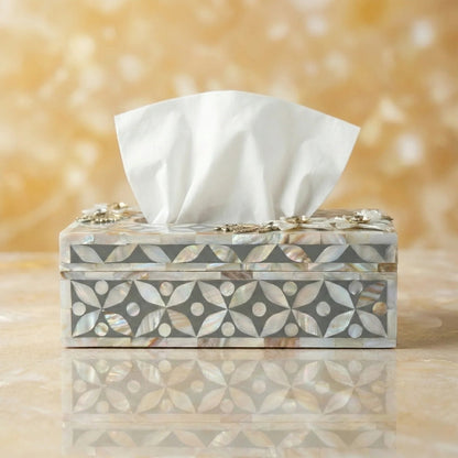Designer Ethereal - Mother of Pearl - Tissue Box - Chitra Goenka Crafts & Creations