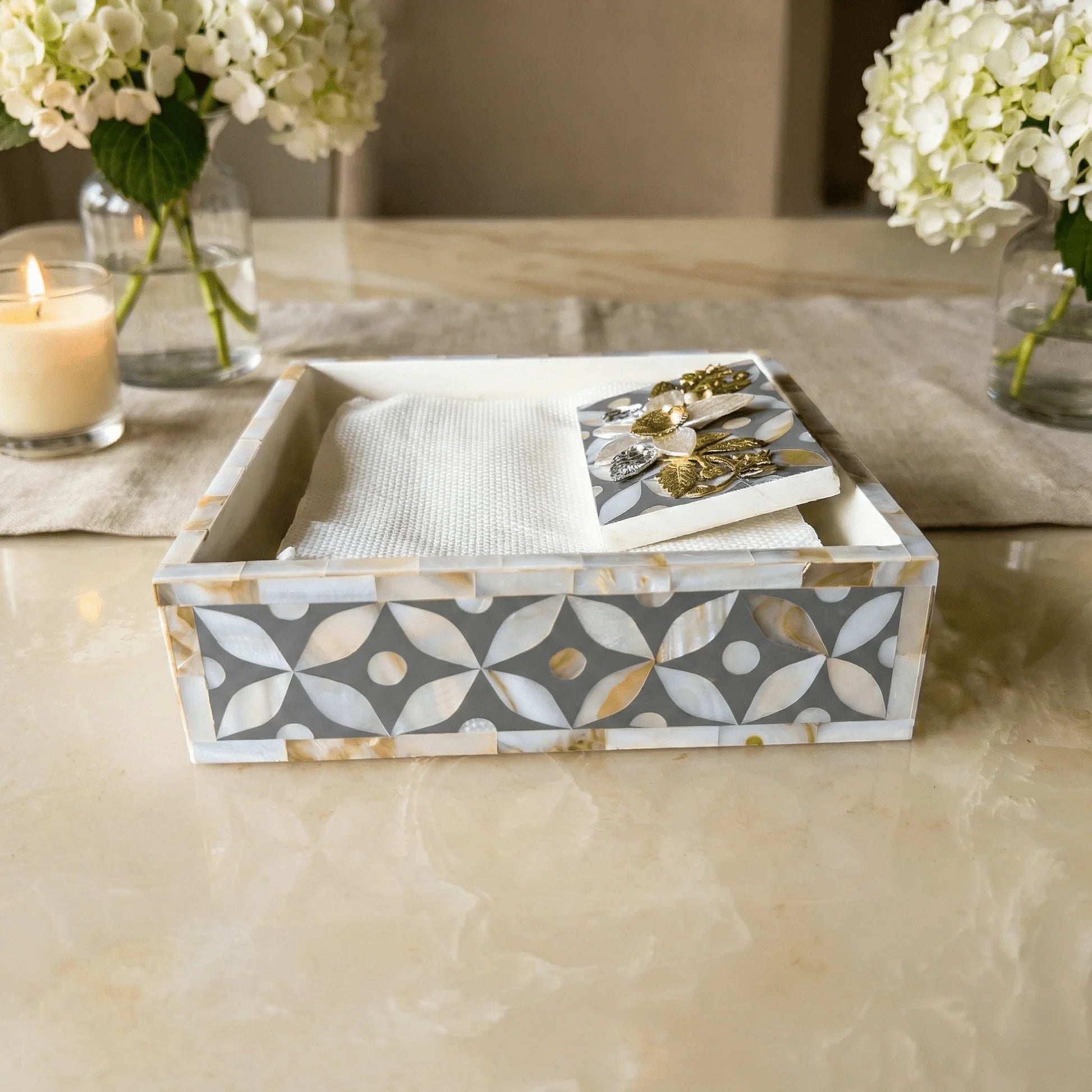 Designer Ethereal - Mother of Pearl - Weight Tissue Holder - Chitra Goenka Crafts & Creations