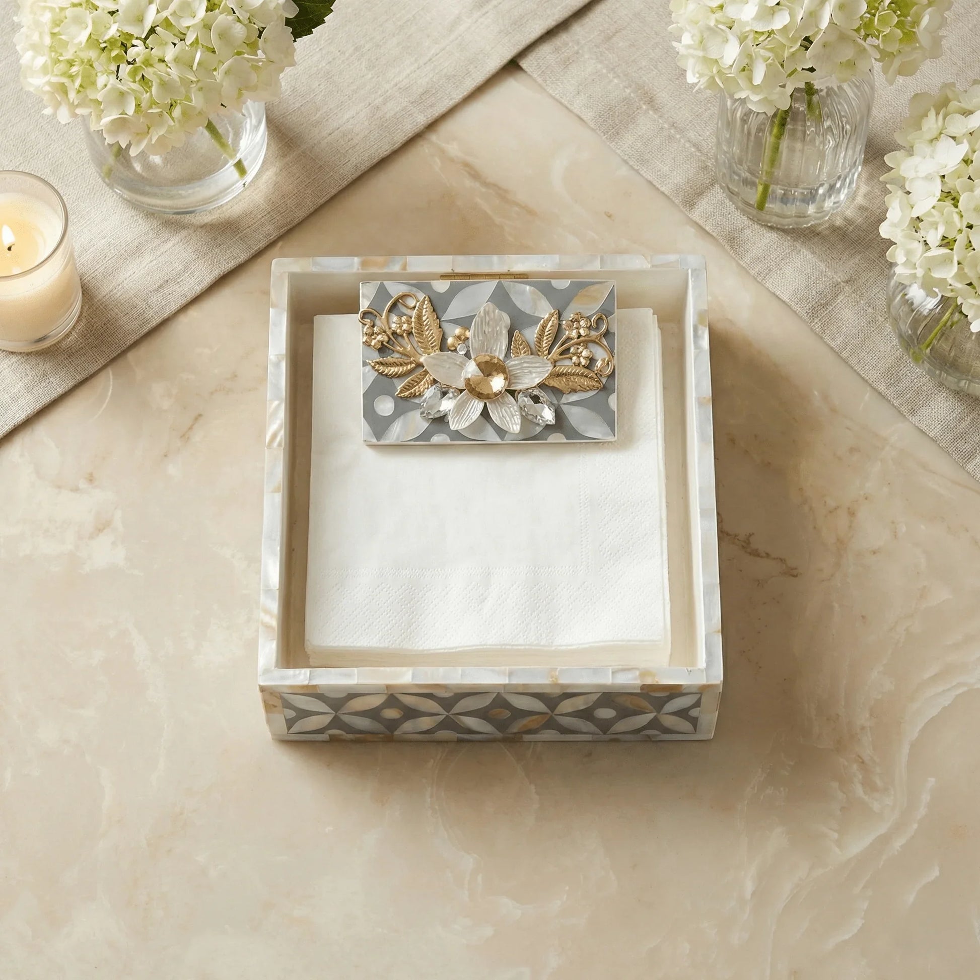 Designer Ethereal - Mother of Pearl - Weight Tissue Holder - Chitra Goenka Crafts & Creations