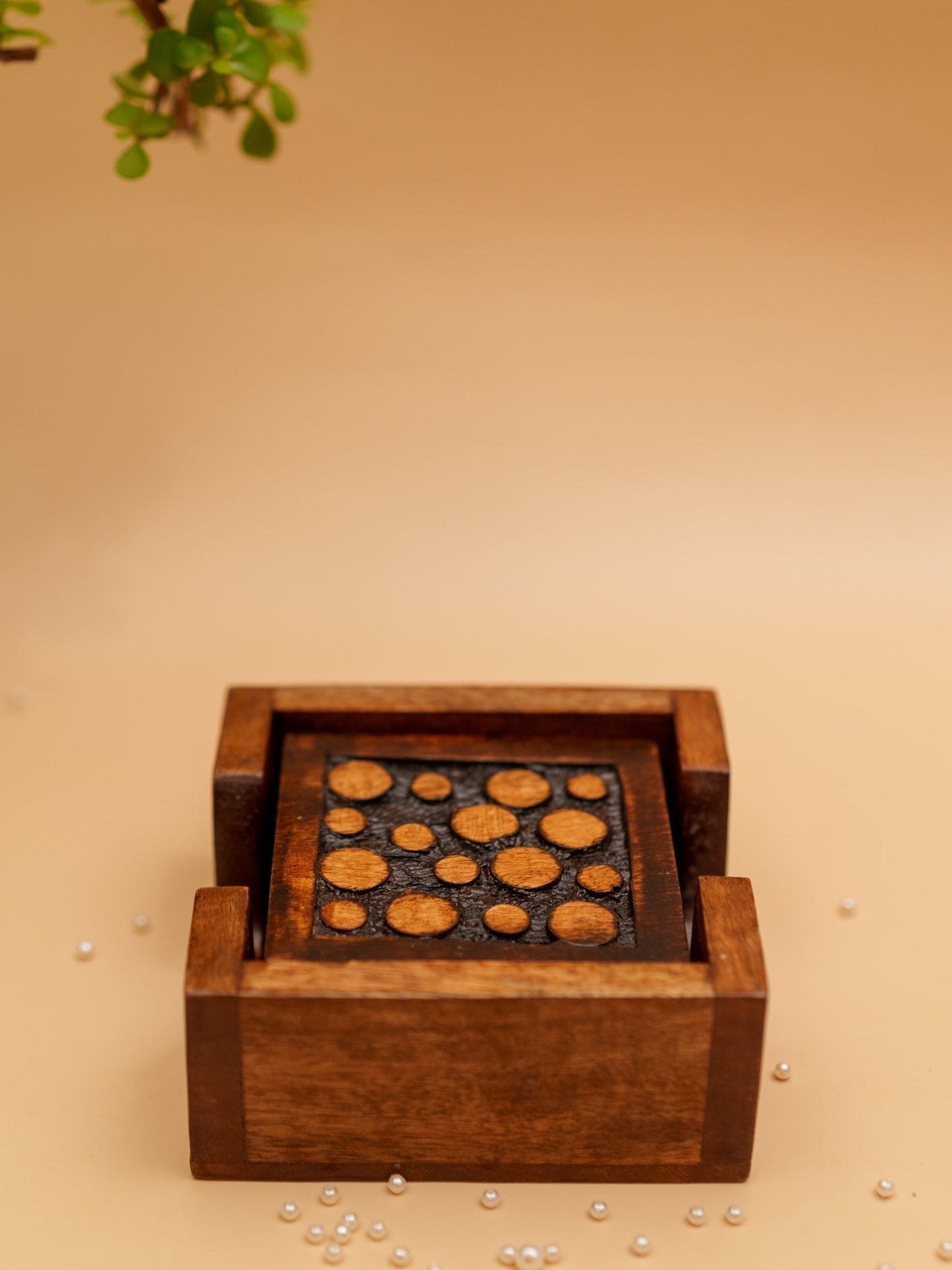 Dotted Wooden Coaster Set - Chitra Goenka Crafts & Creations