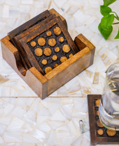 Dotted Wooden Coaster Set - Chitra Goenka Crafts & Creations