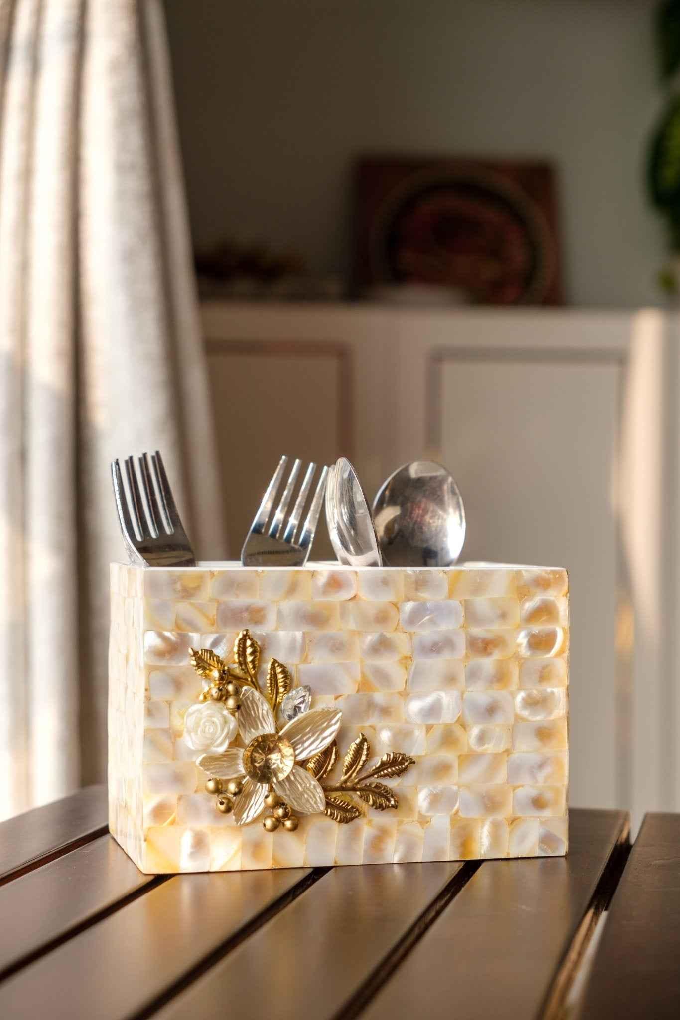 Mother of Pearl Designer Duo Cutlery Holder