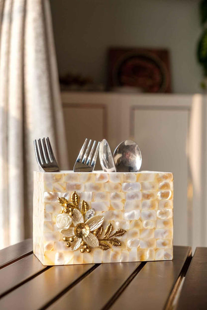 Mother of Pearl Designer Duo Cutlery Holder