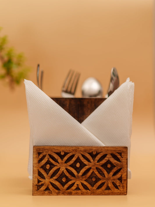 Royal Floral Cutlery & Tissue Caddy - Chitra Goenka Crafts & Creations