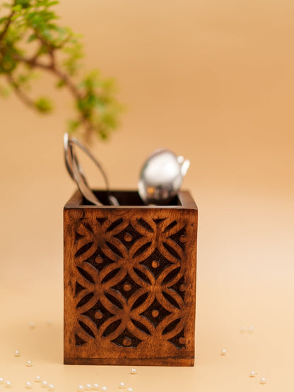 Royal Floral Woodwork - Cutlery Holder - Chitra Goenka Crafts & Creations
