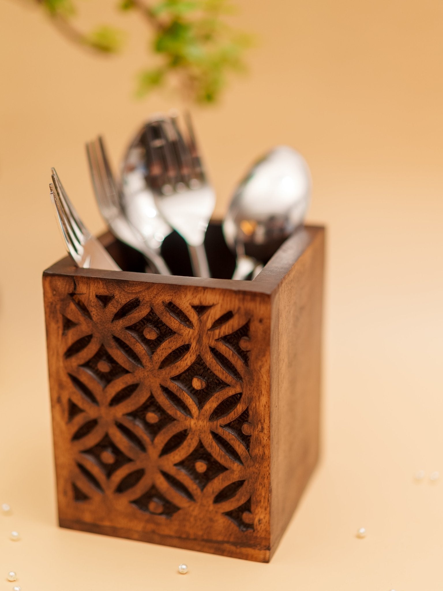 Royal Floral Woodwork - Cutlery Holder - Chitra Goenka Crafts & Creations
