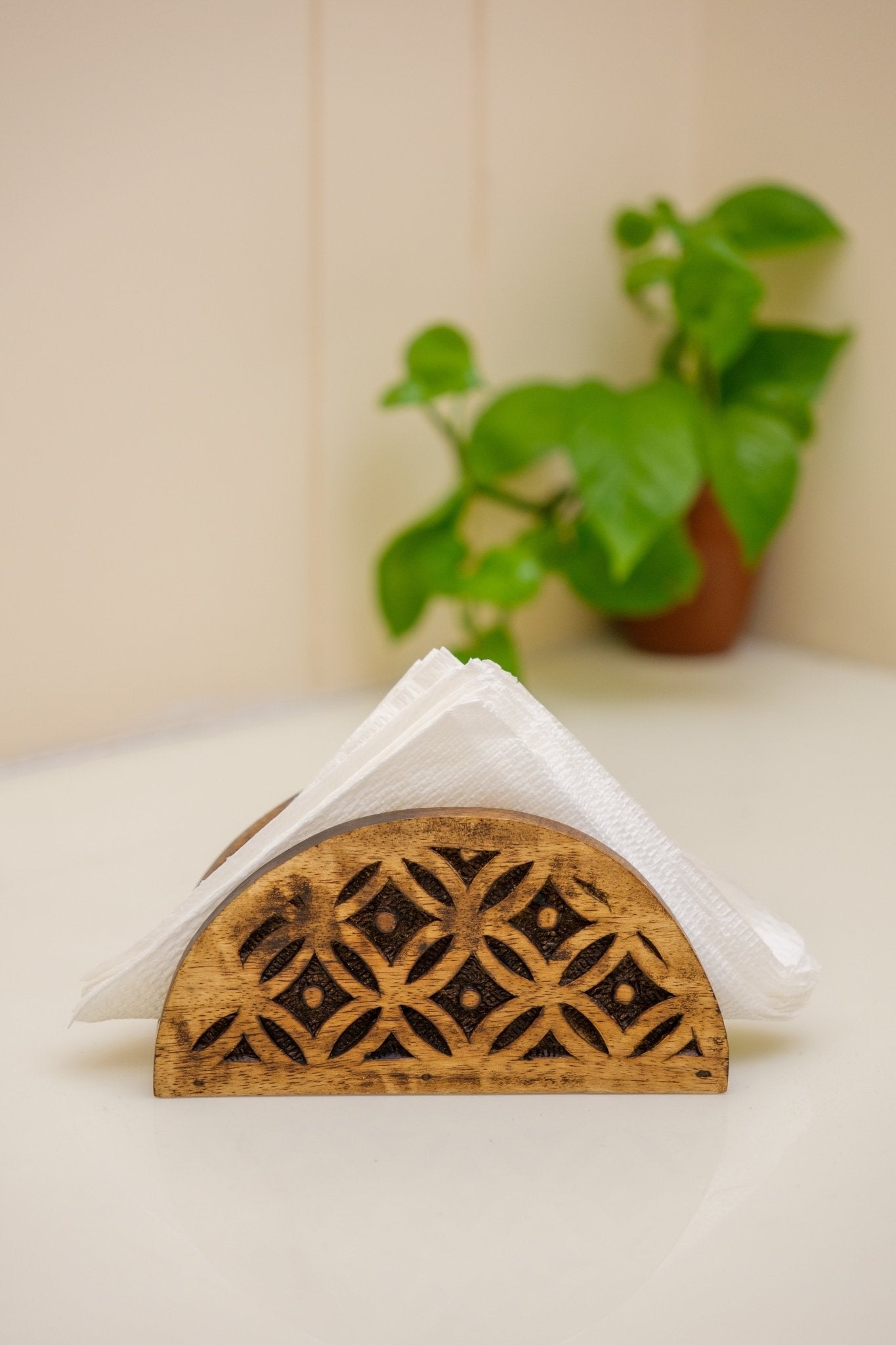 Royal Floral Woodwork - Tissue Stand - Chitra Goenka Crafts & Creations