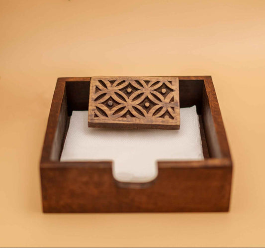 Royal Floral Woodwork - Weight Tissue Holder - Chitra Goenka Crafts & Creations
