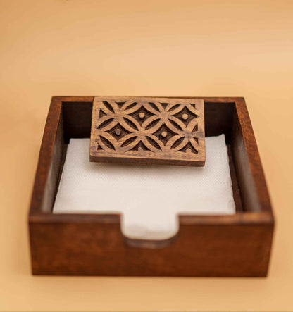 Royal Floral Woodwork - Weight Tissue Holder - Chitra Goenka Crafts & Creations