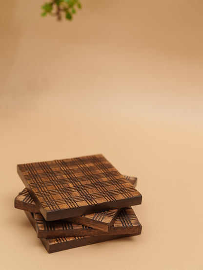 Square Wooden Coasters - Chitra Goenka Crafts & Creations