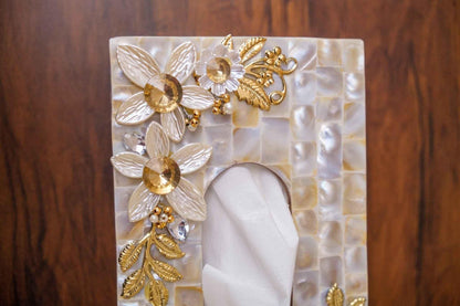 White Mother of Pearl Tissue Box