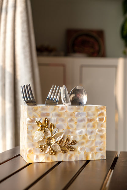 Mother of Pearl Designer Duo Cutlery Holder